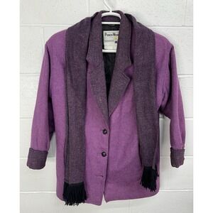 VTG Pioneer Wear Wool Blend Purple Overcoat With Scarf USA / Women's Size 10